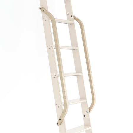 Quiet Glide White Oak Wood Library Ladder Handrail Black (No Ladder) QG.6309.WO.08