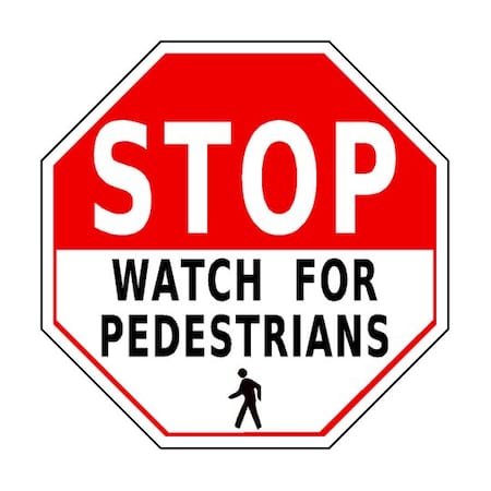 Piprd Stop Watch For Pedestrians Floor Sign, 12" STSTOPW4PED12