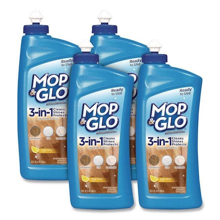 Mop & Glo Ready to Use Multi-Surface Floor Cleaner, Fresh Citrus Scent, 32 oz Bottle, 4PK 19200-98563