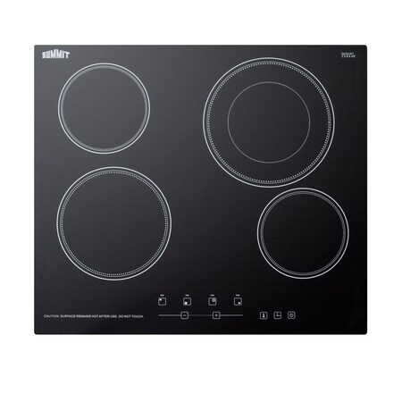 Summit 24" Wide 230V 4-Burner Radiant Cooktop CR4B23T5B