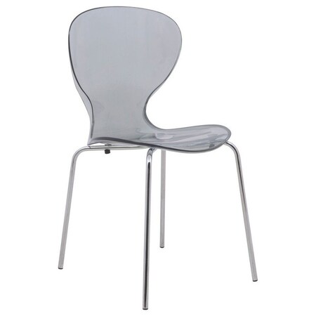 Leisuremod Modern Oyster Transparent Side Chair, Transparent Black OC17TBL