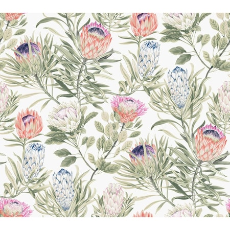York Wallcoverings Protea White and Fuchsia Wallpaper BL1752