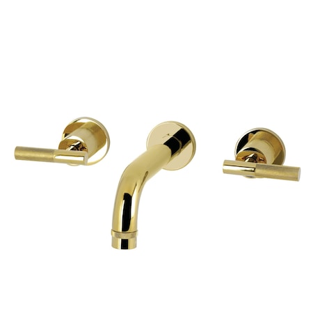Kingston Brass Double-Handle Wall Mount Bathroom Faucet with Knurled Handle, Polished Brass KS8122KNL