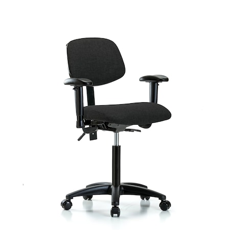 Blue Ridge Ergonomics Chair, Fabric, Med Bench, AA Casters, Blk, 6-Way Adjustable, 22" to 29" Height, Black BR-FMBCH-RG-T0-A1-NF-RC-F42