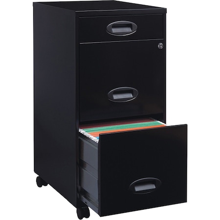 Nusparc 3-Drawer Mobile Vertical File Cabinet, Recessed Pulls, 14.2" x 18" x 29.5", Black NPRVF318EMBK