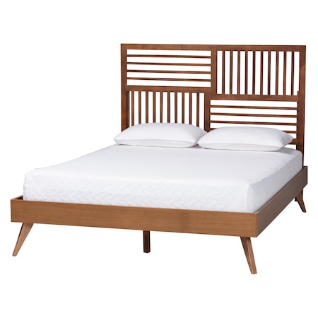 Baxton Studio Gemma Platform Bed with Slatted Wood Headboard, King 269-11145-9409-ZORO