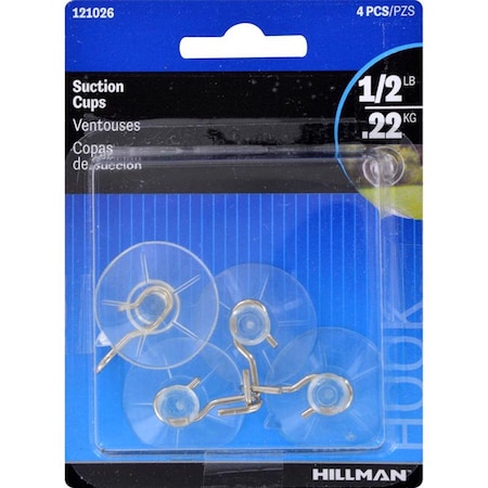 Hillman Clear Removable Cup/Picture Hook 4 pc 121026
