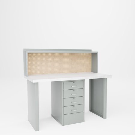 Pucel Center Drawer Work Station, 60 in W x 30 in D x 34 in H, Gray EWS-3060-L