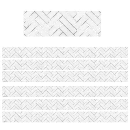 Teacher Created Resources Modern Farmhouse White Herringbone Straight Border Trim, 35 Feet, 6PK TCR8514