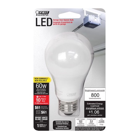 Feit Electric Feit A19 E26 (Medium) LED Bulb Bright White 60 Watt Equivalence 1 pk OM6093010KGARBX