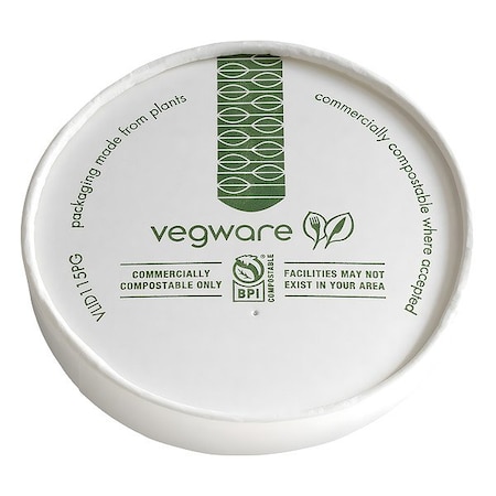 Vegware Disposable Soup Container Lid, Wht, PK500 VLID115PG