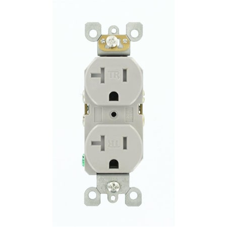 Gorgeousglow Duplex Straight Blade Receptacle, 5-20R, 20 A, 125V AC, 2 Pole, 3 Wire, Flush Mount, Self-Grounded GO783754