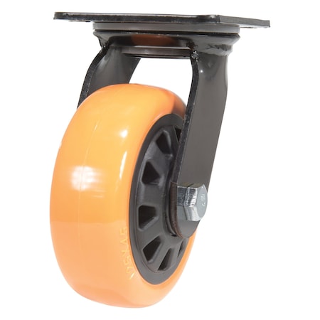 Vestil Polyurethane Swivel Caster 5 In. Diameter x 2 In. Width 726 Lb. Capacity Orange/Black CST-BN-5X2PUP-S