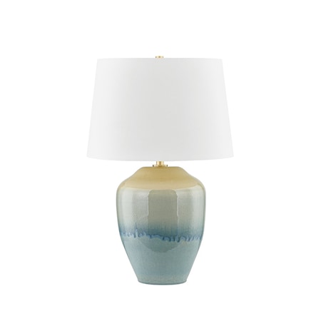 Hudson Valley Lighting Montville 1 Light Table Lamp 19 In. Aged Brass/Ceramic Crackle Emerald Tide L6329-AGB/C05