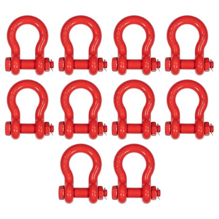 Mytee Products 1 1/8inAnchor Shackle Forged Carbon Steel w/Safety Screw Pin 19,000lbs WLL, 10PK SHACKLE-ANCHOR-BT-118x10