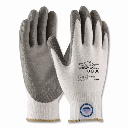 Pip Great White 3GX Seamless Knit Dyneema Diamond Blended Gloves, Small, White/Gray 19-D322/S
