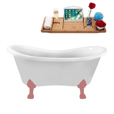 Streamline 62.2 in L, 30.7 in W, Glossy White, Acrylic, Reversible N1020PNK-IN-PNK