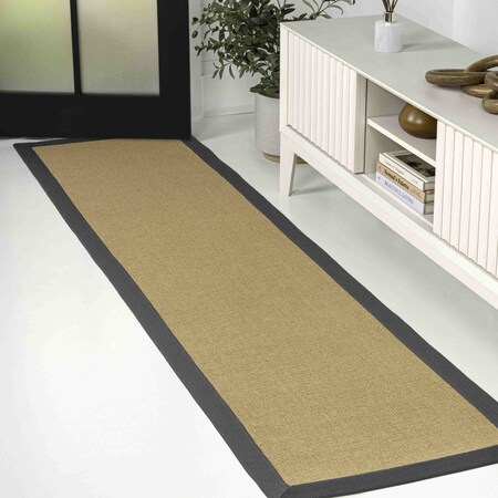 Jonathan Y Camden Farmhouse Cottage Border Jute Natural/Dark Gray 2 ft. x 8 ft. Runner Rug KTN100D-28