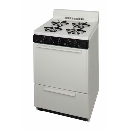 Premier Gas Range, Four 9100 BTU Open Burners, 24 inW x 40 inH x 26 inD, 2.42 cu. Ft., Biscuit 805737