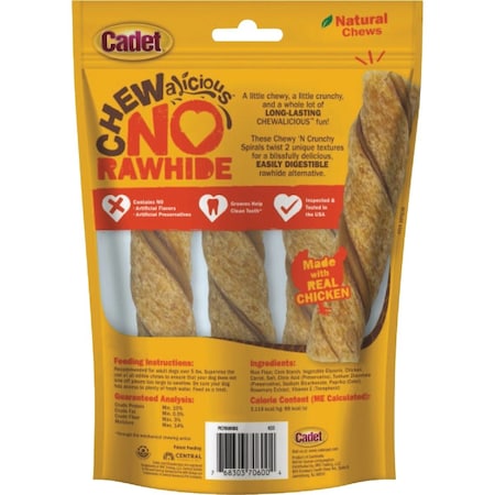 Cadet Chewalicious Chewy N Crunchy Medium Chicken Spiral Dog Treat, 3-Count C70600