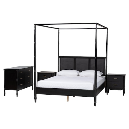 Baxton Studio Marisela Bedroom Set with Two Nightstands, Queen 260-14378-14264-14262-14262-ZORO