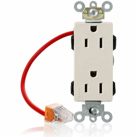 Leviton Straight Blade Receptacle, 5-15R, 15 A, 125V AC, Flush Mount, Self-Grounded M1626-SCT