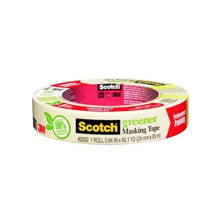 Scotch 2050.1 Masking Tape, 60.1 yd L, 1 in W, Paper Backing, Beige 2050-24A