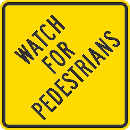 Lyle Watch For Pedestrians, 36x36, High Intensity Prismatic, Yellow G-16207-HI_36x36