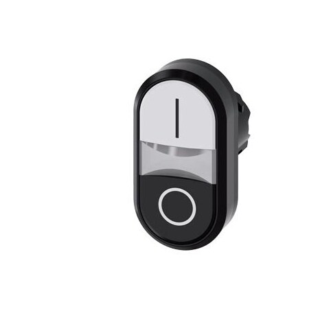 Siemens Twin pushbutton, 22 mm, round, plastic, white: I, black: O 3SU1000-3AB61-0AK0-ZY19