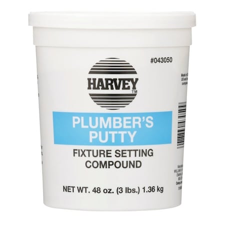 Harvey 0 Plumbers Putty, Solid, OffWhite, 3 lb Cup 43050