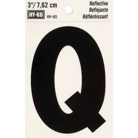 Hy-Ko Vinyl 3'' Reflective Adhesive Letter Q RV-50Q
