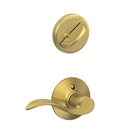Schlage Residential Left Hand Accent Lever Interior Active Trim with 12326 Latch and 10269 Strikes Satin Brass Finish F59ACC608LH