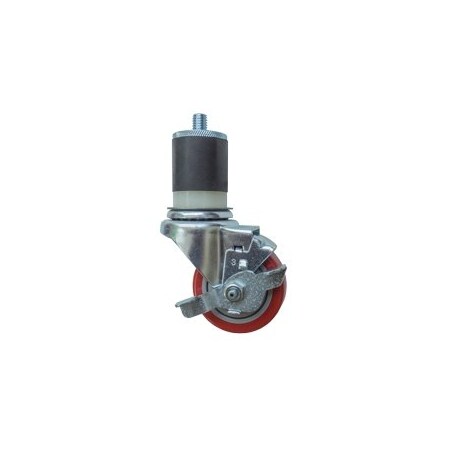 Service Caster 3.5'' SS Red Poly Swivel 1-7/8'' Expanding Stem Caster with Brake SCC-SSEX20S3514-PPUB-RED-TLB-178