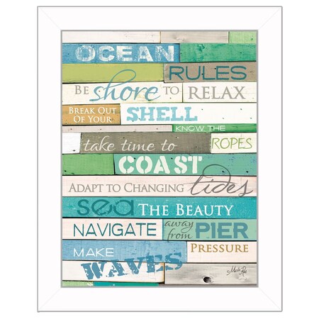 Homeroots Ocean Rules 2 White Framed Print Wall Art 415474
