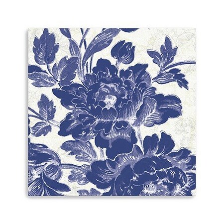 Homeroots Blue Toile Roses Unframed Print Wall Art 399029