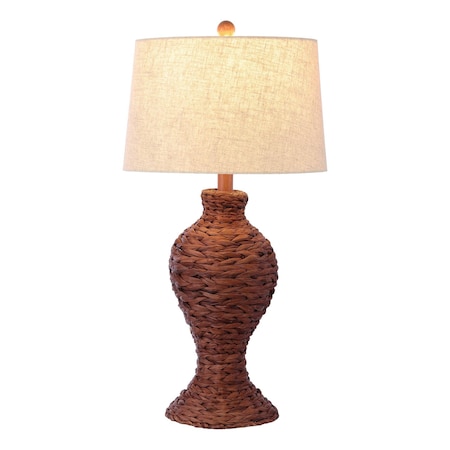 Jonathan Y Elicia 31" Coastal Cottage Water Hyacinth Weave LED Table Lamp, Dark Brown JYL1015B