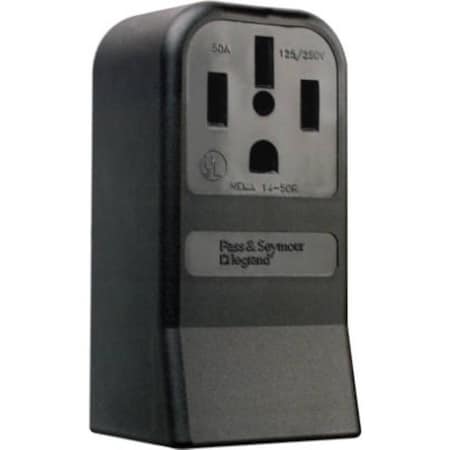 Legrand Straight Blade Receptacle, 14-50R, 50 A, 125/250V AC, 3 Pole, 4 Wire, Surface Mount, Grounded 3854CC6