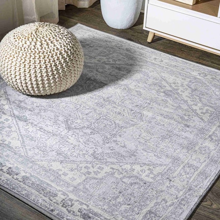 Jonathan Y Modern Persian Vintage Medallion Light Gray/Ivory 6 ft Square Area Rug MDP106C-6SQ
