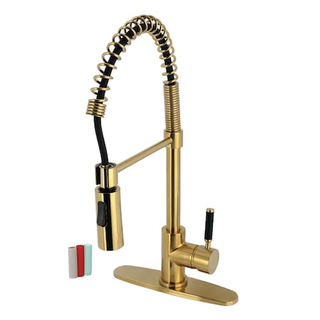 Kingston Brass Single-Handle Deck-Mount Pre-Rinse Kitchen Faucet, Brushed Brass LS8773DKL
