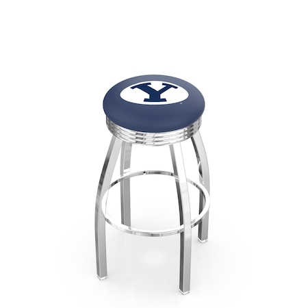 Holland Bar Stool Co 30" Chrome Brigham Young Swivel Bar Stool, Accent Ring L8C3C30BrigYn