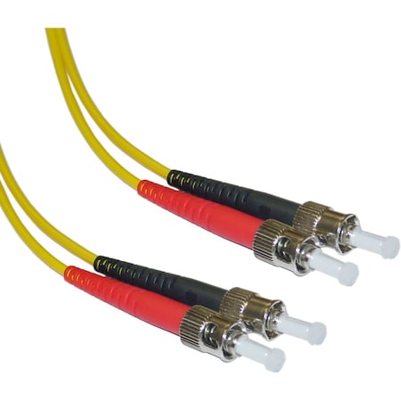 Cable Wholesale ST/UPC OS2 Duplex 2.0mm Fiber Optic Patch Cord, OFNR, Singlemode 9/125, Yellow Jacket, 2 meter 6.6 ft STST-01202