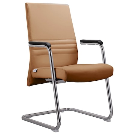 Leisuremod Aleen Office Chair in Upholstered Leather and Iron Frame, Acorn Brown AGO19LBRL