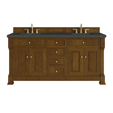 James Martin Vanities Brookfield 72" Double Vanity, Honey Oak, w/ 3 CM Charcoal Soapstone Silestone Top 547-V72-HNO-3CSP