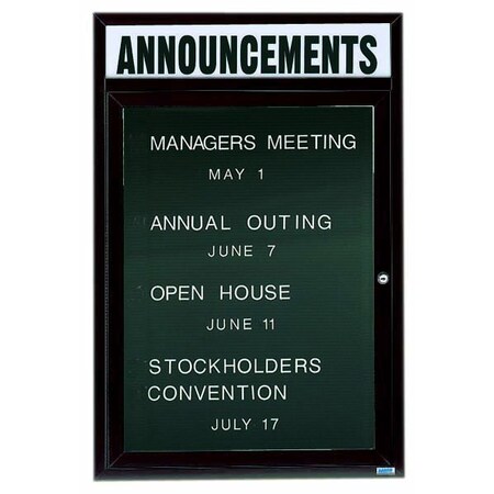 Aarco Illuminated Outdoor Enclosed Directory w/ Al Frame Header, Bronze Anodized, 24''Hx18''W OADC2418HIBA