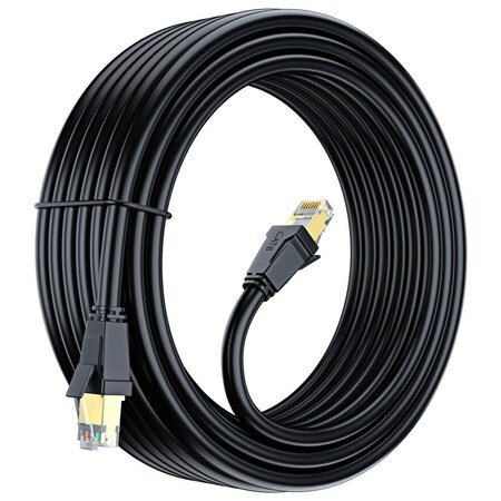 Maximm 50ft Cat8 Ethernet Cable with Gold-Plated RJ45 Connector, Black CAT8-50FT-SR-BK