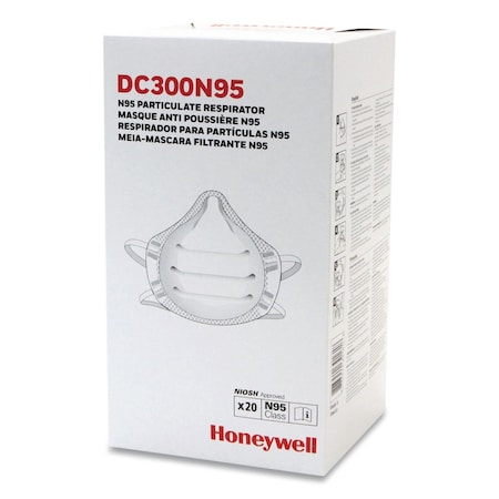 Honeywell ONE-Fit N95 Single-Use Molded-Cup Particulate Respirator, One Size Fits Most, White, 10PK DC300N95