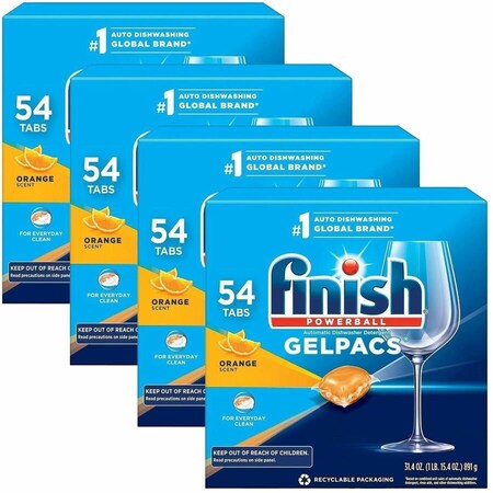 Reckitt Benckiser FINISH, DISH DETERGENT GELPACS, ORANGE SCENT, 54/BOX, 4 BOXES/CARTON, PK216 81181CT
