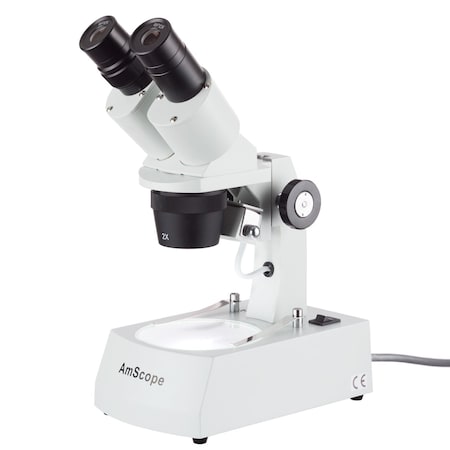 Amscope SE306 Compact Multi-Lens Binocular Stereo Microscope 20X-60X w/Angled Head, Metal Track Stand, Top & SE306R-AY