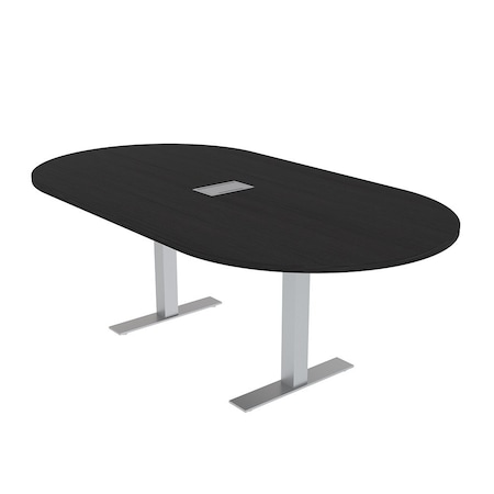 Skutchi Designs 7ft Conference Table With Power Unit | 6 Person Modular Racetrack Meeting Table | Harmony Series HAR-RAC-48X84-T-U999ST19-ESIL