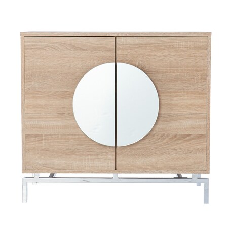 Homeroots 31in Brown and White Wood Accent Cabinet With Two Doors 716322